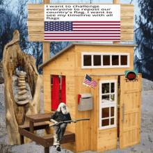 American Flag On Old Cabin GIF - American Flag On Old Cabin GIFs
