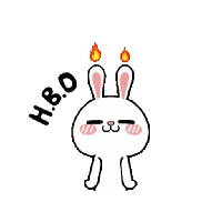 a cartoon rabbit with two candles in its ears and the words `` h.b.d '' around it .
