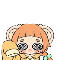 a cartoon drawing of a girl with hypnotic eyes giving a thumbs up