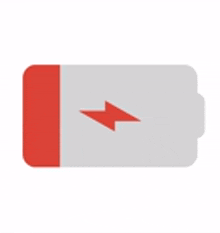 a battery with a red lightning bolt on it is being charged .