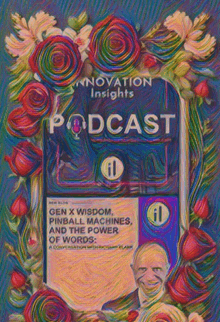 a colorful painting of a man with the words " podcast " on it