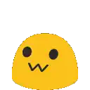 a yellow smiley face with black eyes and a w on its mouth is on a white background .