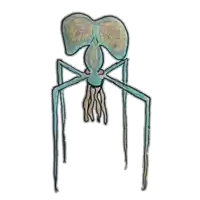 a drawing of a squid with long legs and a large head