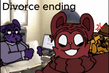 a cartoon shows a divorce ending with two cats