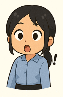a cartoon illustration of a girl with a surprised look on her face