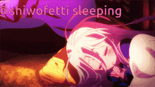 a picture of a girl sleeping with the words @shiwofetti sleeping below her