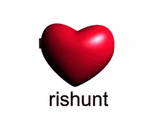 a red heart with a picture of a girl in it and the word rishunt below it
