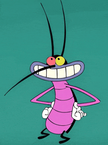 a cartoon drawing of a bug with a big smile on its face