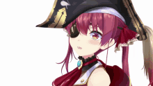 a girl with red hair and a pirate hat