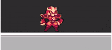a pixel art of a cartoon character shooting a sword