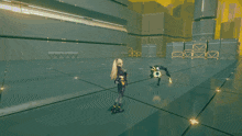 a video game scene with a blue light coming out of a person 's chest