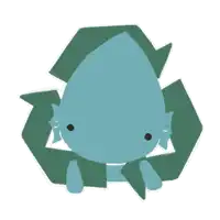 a green recycling symbol with a blue fish in the middle