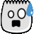 a cartoon drawing of a notebook with a surprised face and a blue tear coming out of it .