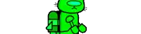 a cartoon drawing of a person playing a trombone with the letter a on the back