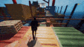 a man is walking down a set of stairs in a video game that says adrenaline on the bottom right