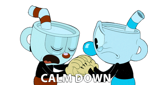 Calm Down Cuphead Sticker - Calm Down Cuphead The Cuphead Show Stickers