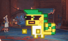 a pixel art drawing of a person with sunglasses on