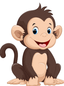 a cartoon monkey is sitting down with its tongue out