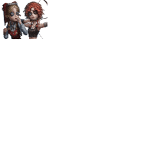 a couple of cartoon characters standing next to each other on a white background .