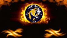 a logo for santiago city with a tiger in the center