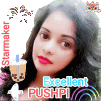 a picture of a woman with the words excellent pushpi below her