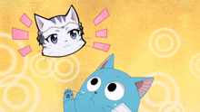 a cartoon drawing of a cat and a woman