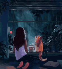 Rain Girl GIF - Rain Girl Kitty GIFs