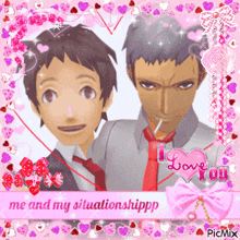 a picture of two anime characters with the words i love you on the bottom