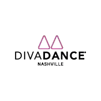 the logo for diva dance nashville is a pink and black logo with triangles .