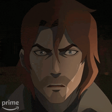 a close up of a man 's face with an amazon prime arrow in the corner
