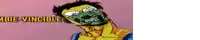 a cartoon of a man with a green face and the words zombie-vincible above him