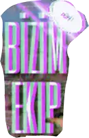 a sticker that says bizim ekip in purple and green