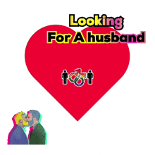 a poster that says looking for a husband with two men kissing