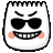 a cartoon drawing of a marshmallow wearing sunglasses and a mustache .