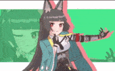 a drawing of a girl with long black hair and a cat ear
