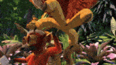 a cartoon of a monkey standing next to a bird