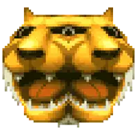 a pixel art drawing of a tiger 's face