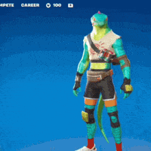 a video game character with a lizard head and green arms