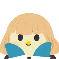 a cartoon drawing of a girl with a bird head