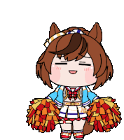 a cartoon of a cheerleader with pom poms
