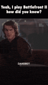 a man with gray hair is smiling and says yeah i play battlefront ii how did you know .