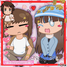 a picture of a boy and a girl with the words self shipper on the bottom right