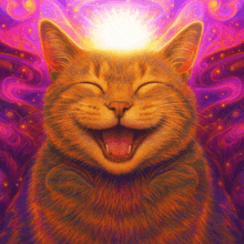 a painting of a cat with its eyes closed