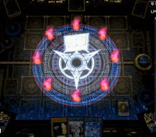 a video game screen shows a circle of fire and a button that says " turn 2 main 1 "