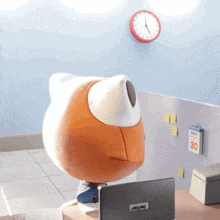 a cartoon character sits at a desk with a clock and a calendar that says may 30