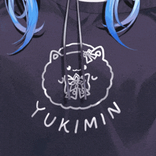 a hoodie with a drawing of a cat and the word yukimin on it