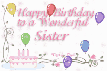 Sister Happy Birthday GIF - Sister Happy Birthday Balloons GIFs