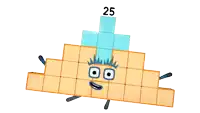 a cartoon character made out of blocks with the number 25 on top