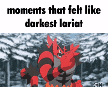 a picture of a cartoon character with the words moments that felt like darkest lariat below it