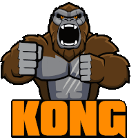 a cartoon drawing of a gorilla with the word kong on the bottom
